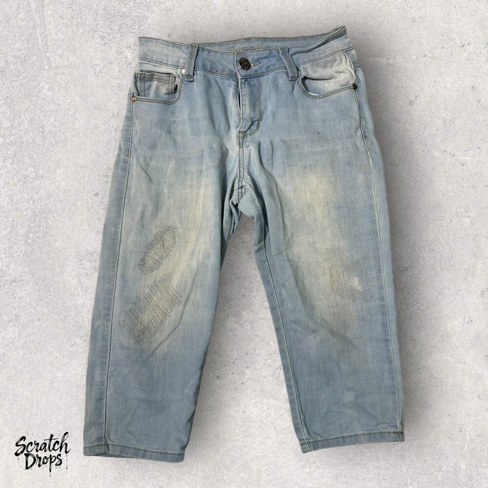 Bamboo Boys Distressed Denim Jeans Size 5/6 Light Wash Pants 27x18x9 Fit